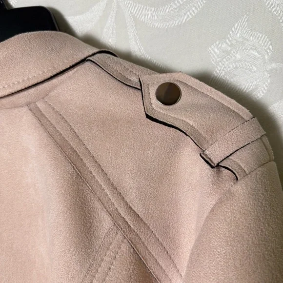 Torrid Womens Faux Suede Moto Jacket sz 3 Blush Pink Outdoor Casual Zip Up Biker - Picture 9 of 16